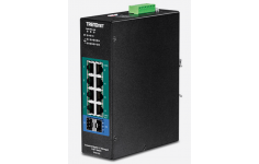 TRENDnet 10-Port Industrial Gigabit L2 Managed PoE + DIN-Rail Switch 24 – 57V, TI-PG102i