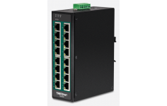 TRENDnet 16-Port Industrial Gigabit PoE + DIN-Rail Switch, TI-PG160
