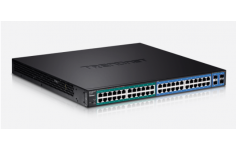 TRENDnet 48-Port Gigabit PoE + Managed Layer 2 Switch with 4 shared SFP slots (370W), TL2-PG484